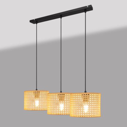 Підвісна люстра ALBA 3xE27/15W/230V ротанґ/чорний