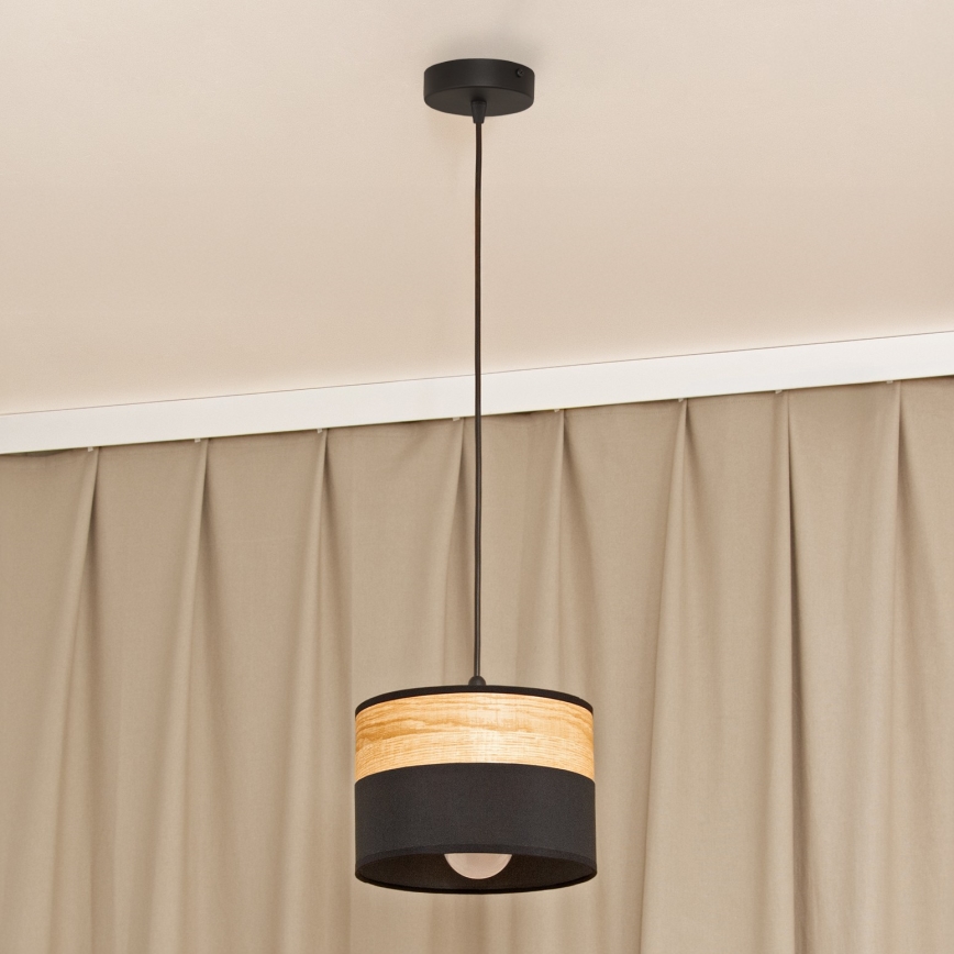 Підвісна люстра ALBA на тросі, 1xE27/15W/230V, діаметр 20 см, чорна/коричнева