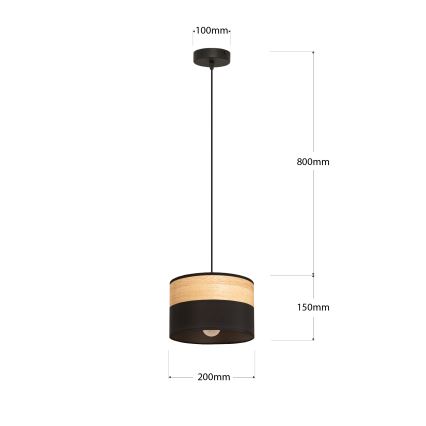 Підвісна люстра ALBA на тросі, 1xE27/15W/230V, діаметр 20 см, чорна/коричнева
