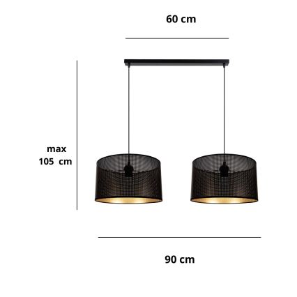 Підвісна люстра ALDO 2xE27/60W/230V чорний