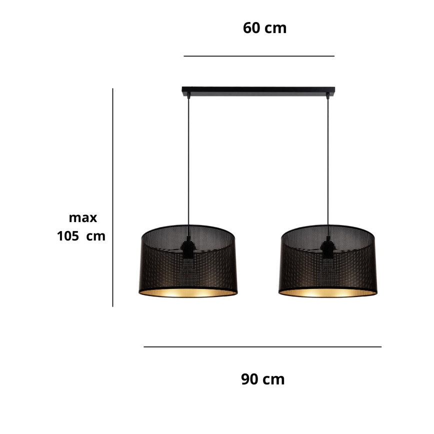 Підвісна люстра ALDO 2xE27/60W/230V чорний