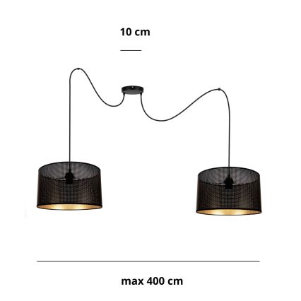 Підвісна люстра ALDO 2xE27/60W/230V павук чорний