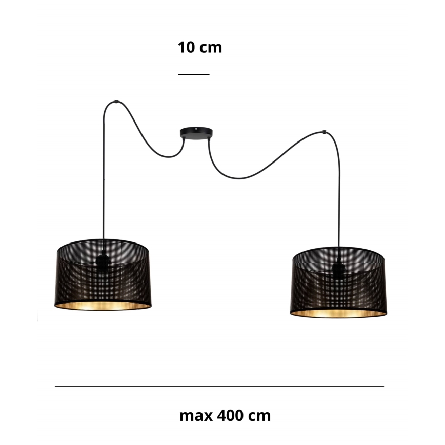 Підвісна люстра ALDO 2xE27/60W/230V павук чорний