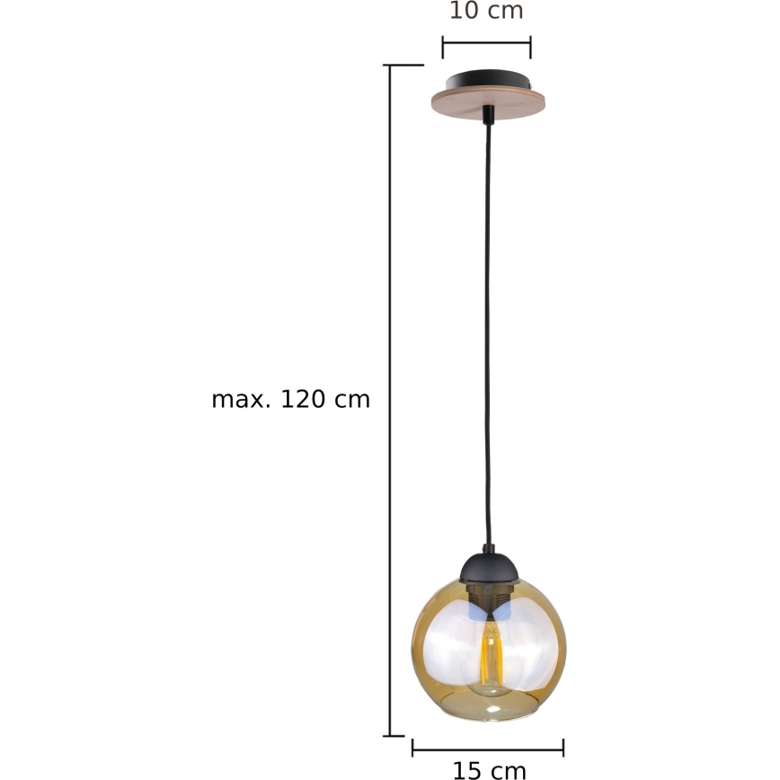 Підвісна люстра AMBRE WOOD 1xE27/60W/230V