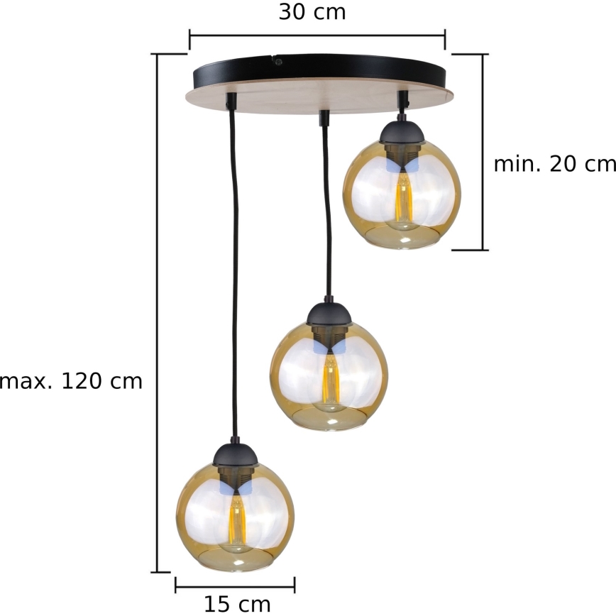 Підвісна люстра AMBRE WOOD 3xE27/60W/230V діаметр 30 см