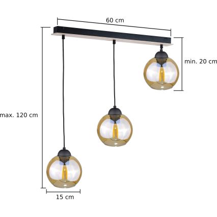 Підвісна люстра AMBRE WOOD 3xE27/60W/230V