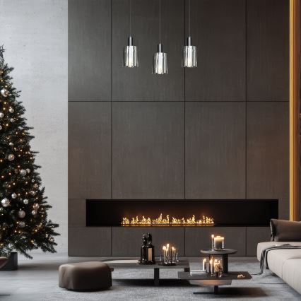 Підвісна люстра ARCADIA 3xE27/60W/230V чорний/димчастий