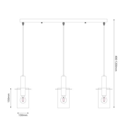 Підвісна люстра ARCADIA 3xE27/60W/230V золотий/димчастий