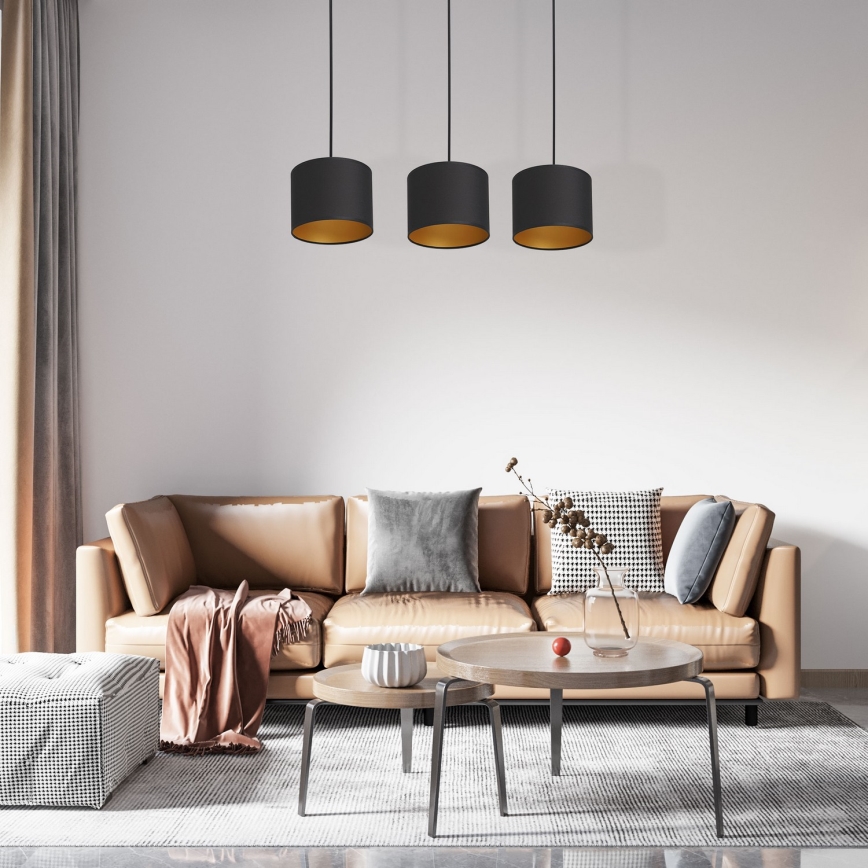 Підвісна люстра ARDEN 3xE27/60W/230V чорний/золотий