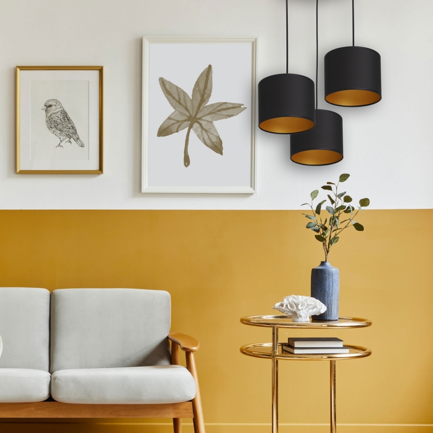 Підвісна люстра ARDEN 3xE27/60W/230V чорний/золотий