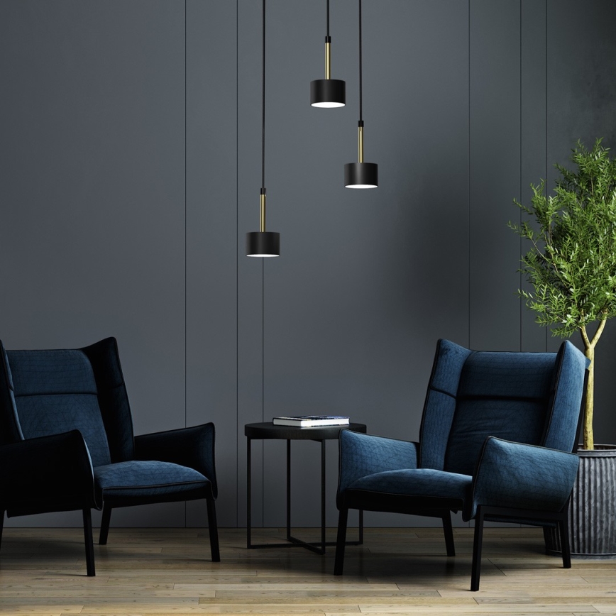 Підвісна люстра ARENA 3xGX53/11W/230V чорний/золотий