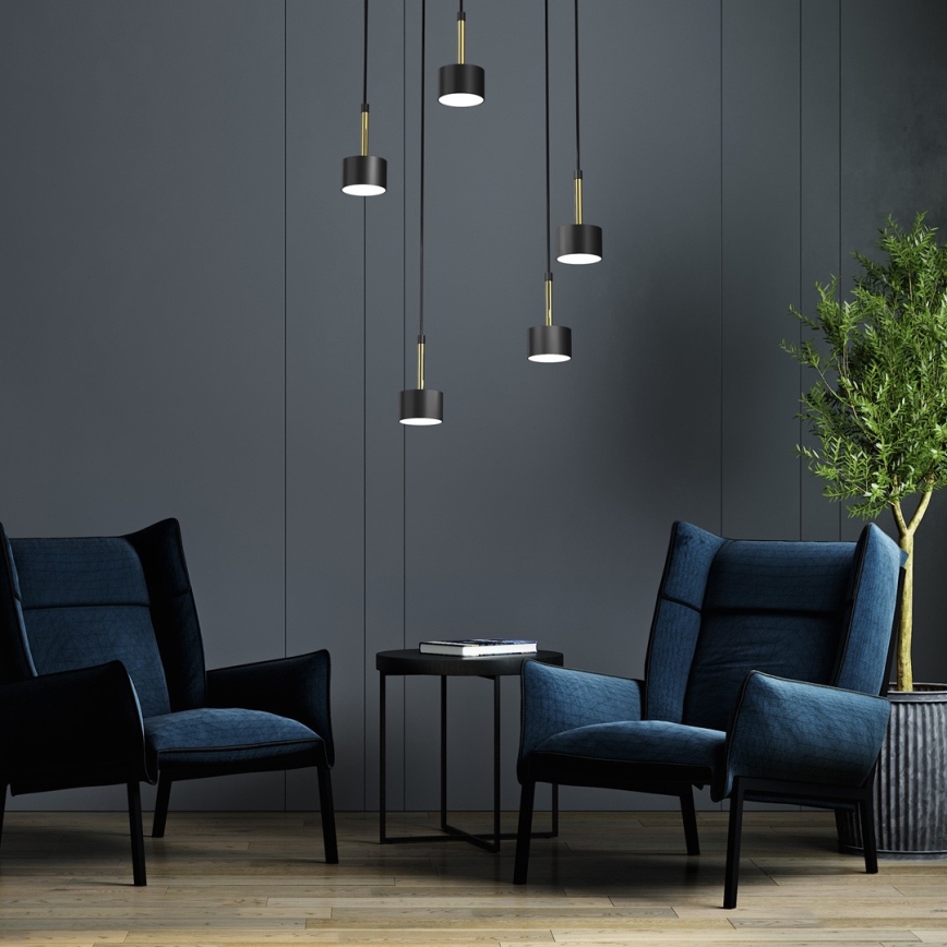 Підвісна люстра ARENA 5xGX53/11W/230V чорний/золотий