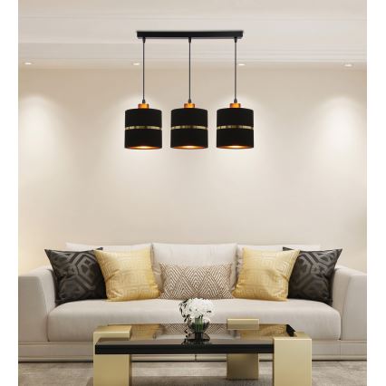 Підвісна люстра ASSAM 3xE27/60W/230V чорний