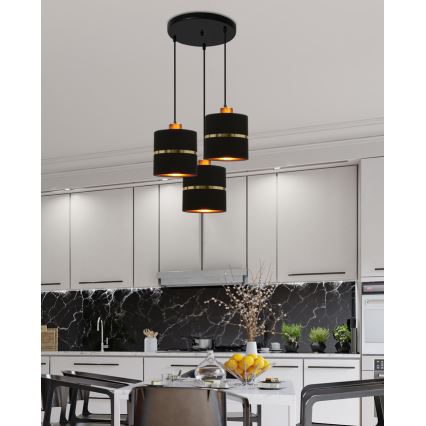 Підвісна люстра ASSAM 3xE27/60W/230V чорний