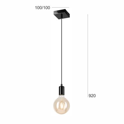 Підвісна люстра ASTRID 1xE27/60W/230V глянцевий чорний