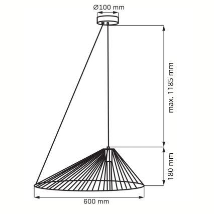 Підвісна люстра AURORA 1xE27/20W/230V діаметр 60 см чорний