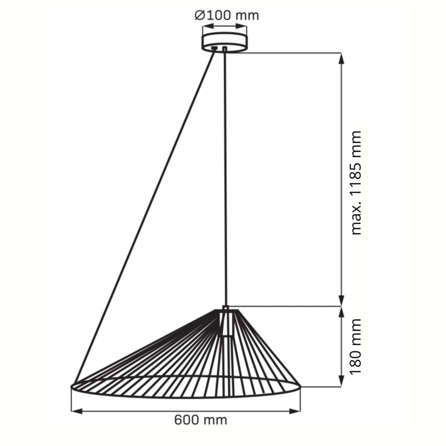 Підвісна люстра AURORA 1xE27/20W/230V діаметр 60 см чорний