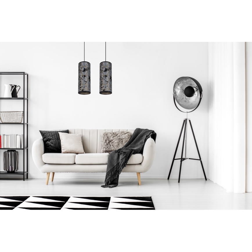 Підвісна люстра AVALO 2xE27/60W/230V сірий/чорний