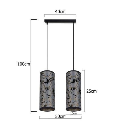 Підвісна люстра AVALO 2xE27/60W/230V сірий/чорний