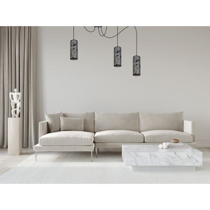 Підвісна люстра AVALO 3xE27/60W/230V павук сірий/чорний