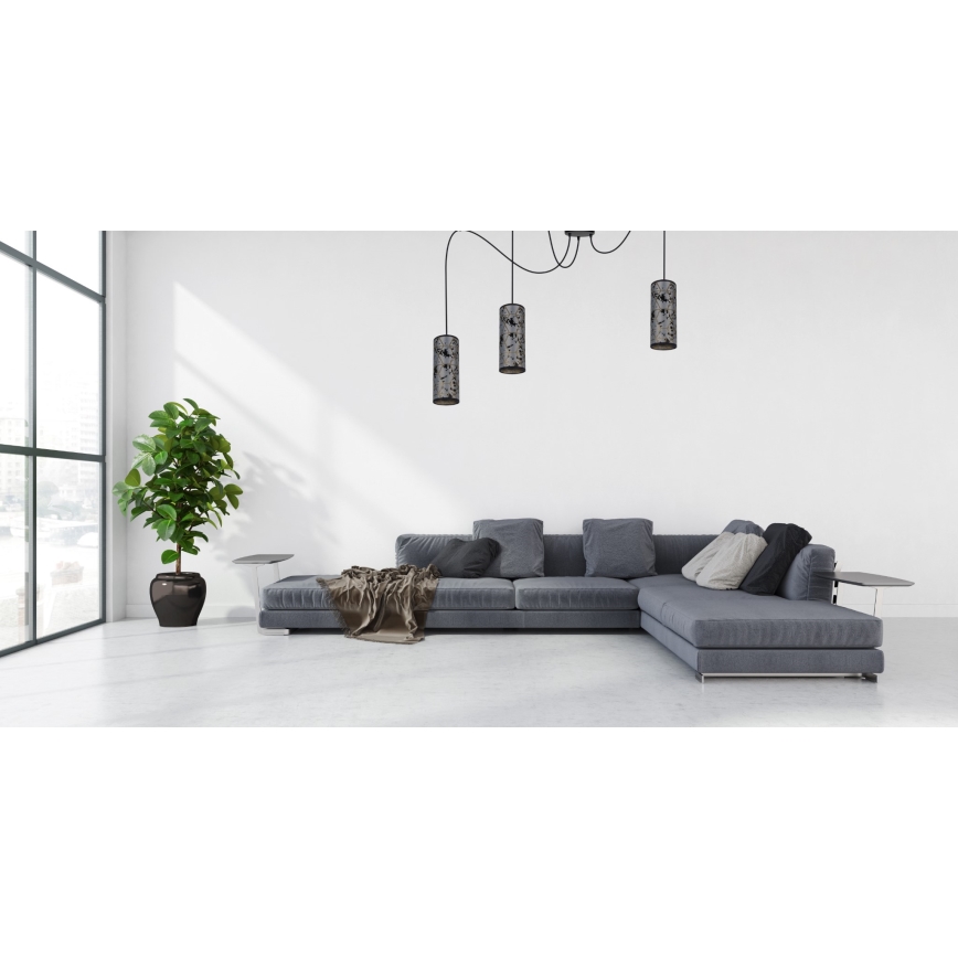 Підвісна люстра AVALO 3xE27/60W/230V павук сірий/чорний