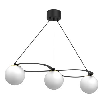 Підвісна люстра BALLO 3xE27/15W/230V чорний/білий