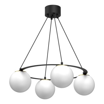 Підвісна люстра BALLO 4xE27/15W/230V чорний/білий