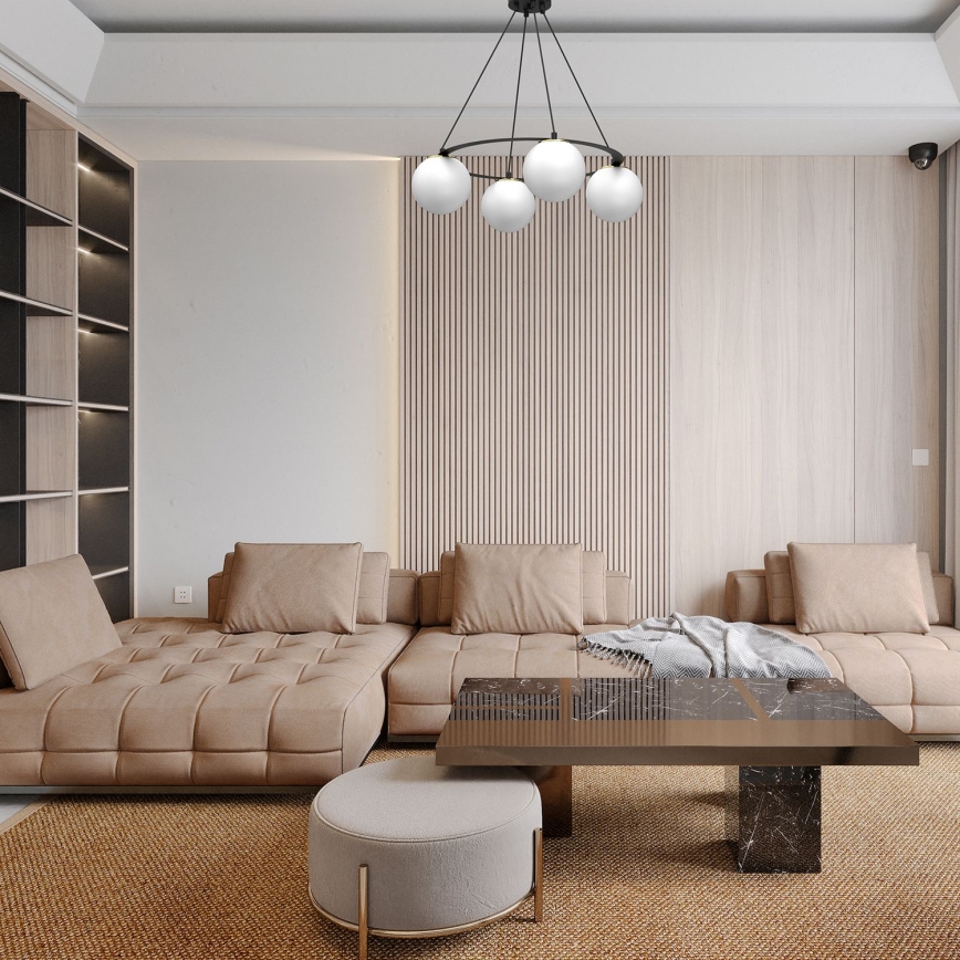 Підвісна люстра BALLO 4xE27/15W/230V чорний/білий