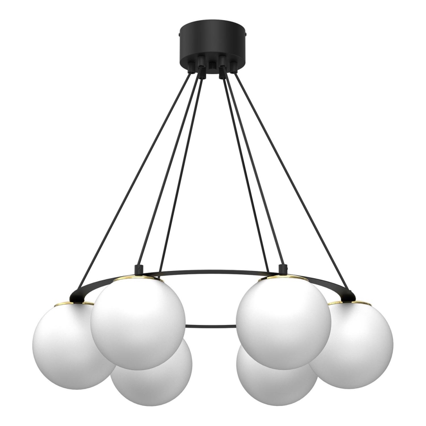 Підвісна люстра BALLO 6xE27/15W/230V чорний/білий
