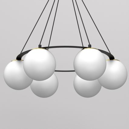 Підвісна люстра BALLO 6xE27/15W/230V чорний/білий