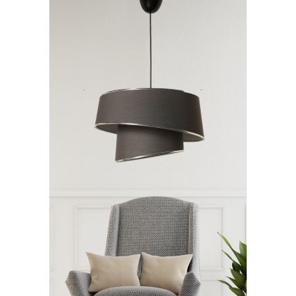 Підвісна люстра BARETTE 1xE27/60W/230V антрацит/блискучий хром