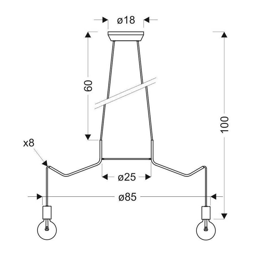Підвісна люстра BASSO 8xE27/40W/230V чорний