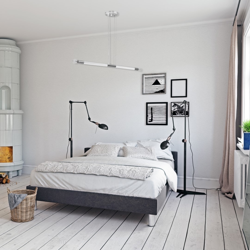 Підвісна люстра BASTONE WHITE 2xE14/40W/230V білий/блискучий хром