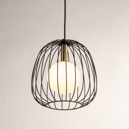 Підвісна люстра BELL 1xG9/12W/230V діаметр 24 см чорний/золотий