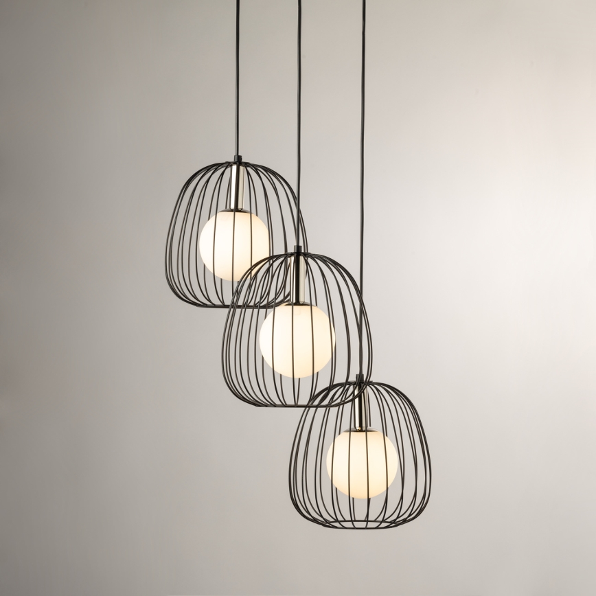 Підвісна люстра BELL 3xG9/12W/230V чорний/глянцевий хром