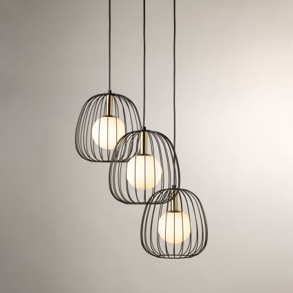 Підвісна люстра BELL 3xG9/12W/230V чорний/золотий
