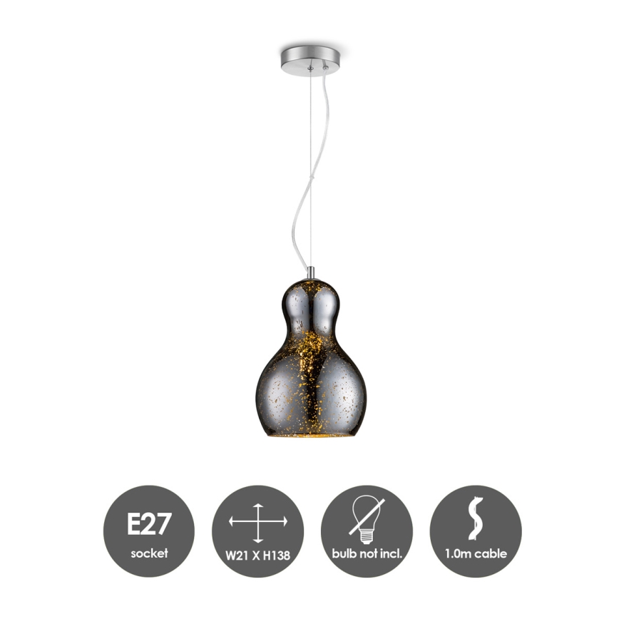 Підвісна люстра BELLO 1xE27/40W/230V діаметр 21 см хром