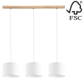 Підвісна люстра BENITA 3xE27/40W/230V білий/дуб – FSC сертифіковано