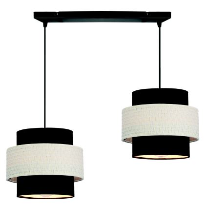Підвісна люстра BENTA 2xE27/40W/230V чорний/кремовий