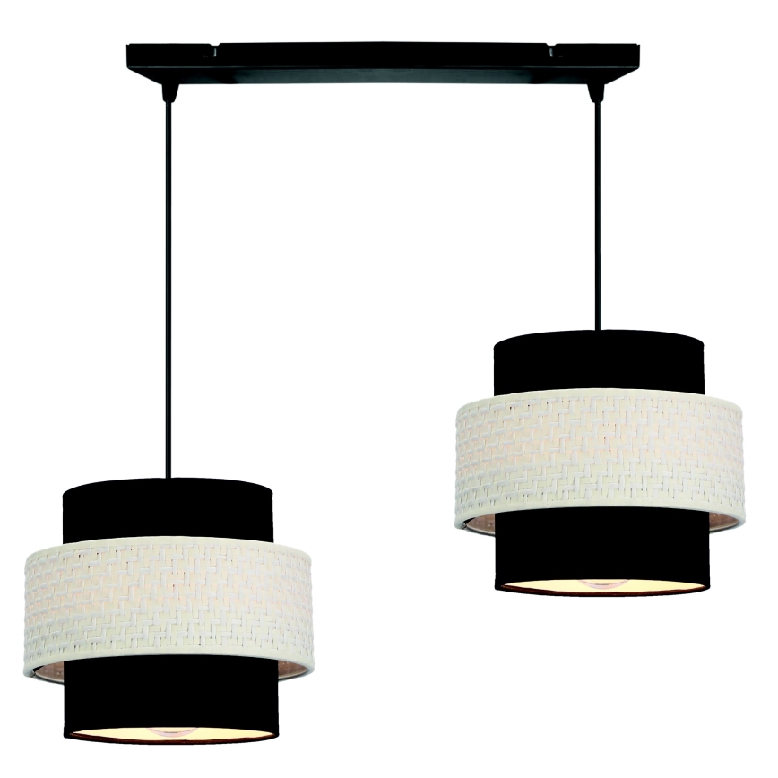 Підвісна люстра BENTA 2xE27/40W/230V чорний/кремовий