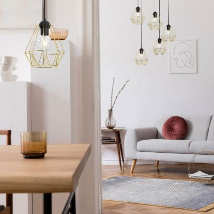 Підвісна люстра BERGEN 1xE27/60W/230V чорний/золотий