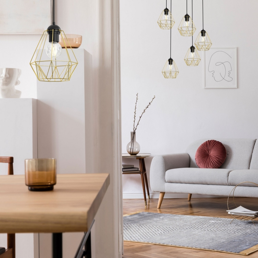 Підвісна люстра BERGEN 5xE27/60W/230V чорний/золотий