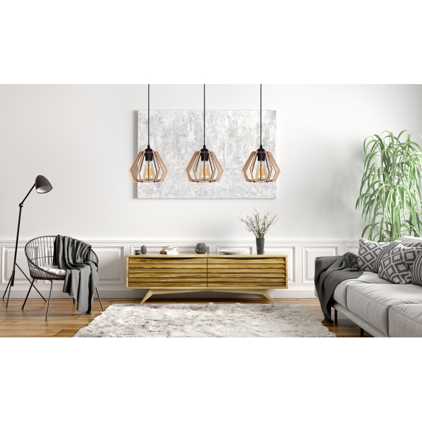 Підвісна люстра BERGO 3xE27/60W/230V чорний