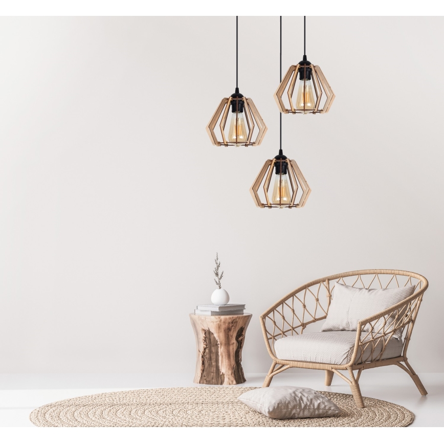 Підвісна люстра BERGO 3xE27/60W/230V чорний