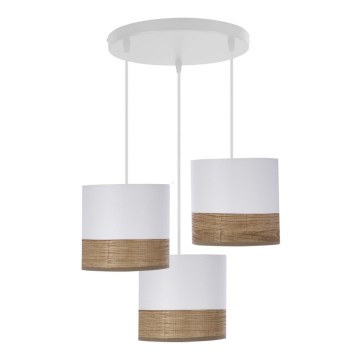 Підвісна люстра BIANCO 3xE27/40W/230V білий/коричневий