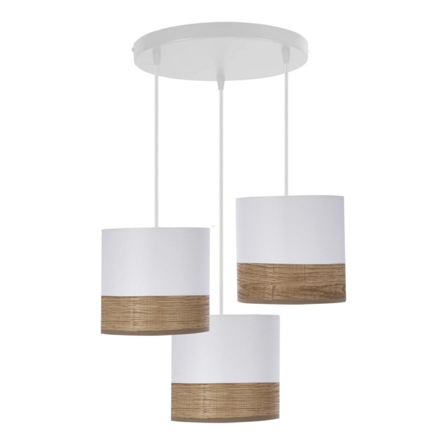 Підвісна люстра BIANCO 3xE27/40W/230V білий/коричневий