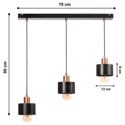 Підвісна люстра BODO 3xE27/60W/230V