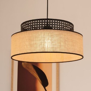Підвісна люстра BOHO 1xE27/60W/230V чорний/ротанґ