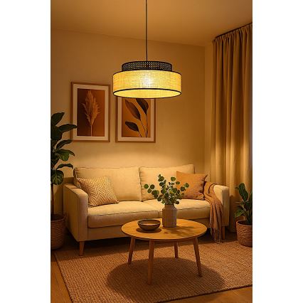 Підвісна люстра BOHO 1xE27/60W/230V чорний/ротанґ