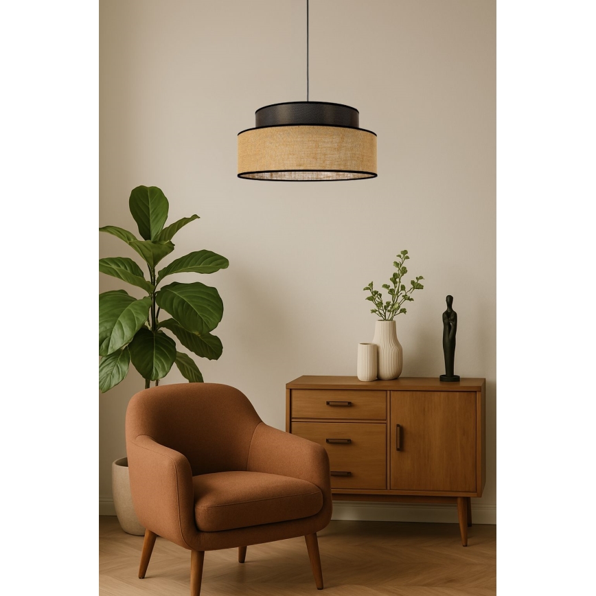 Підвісна люстра BOHO 1xE27/60W/230V діаметр 40 см коричневий/бежевий